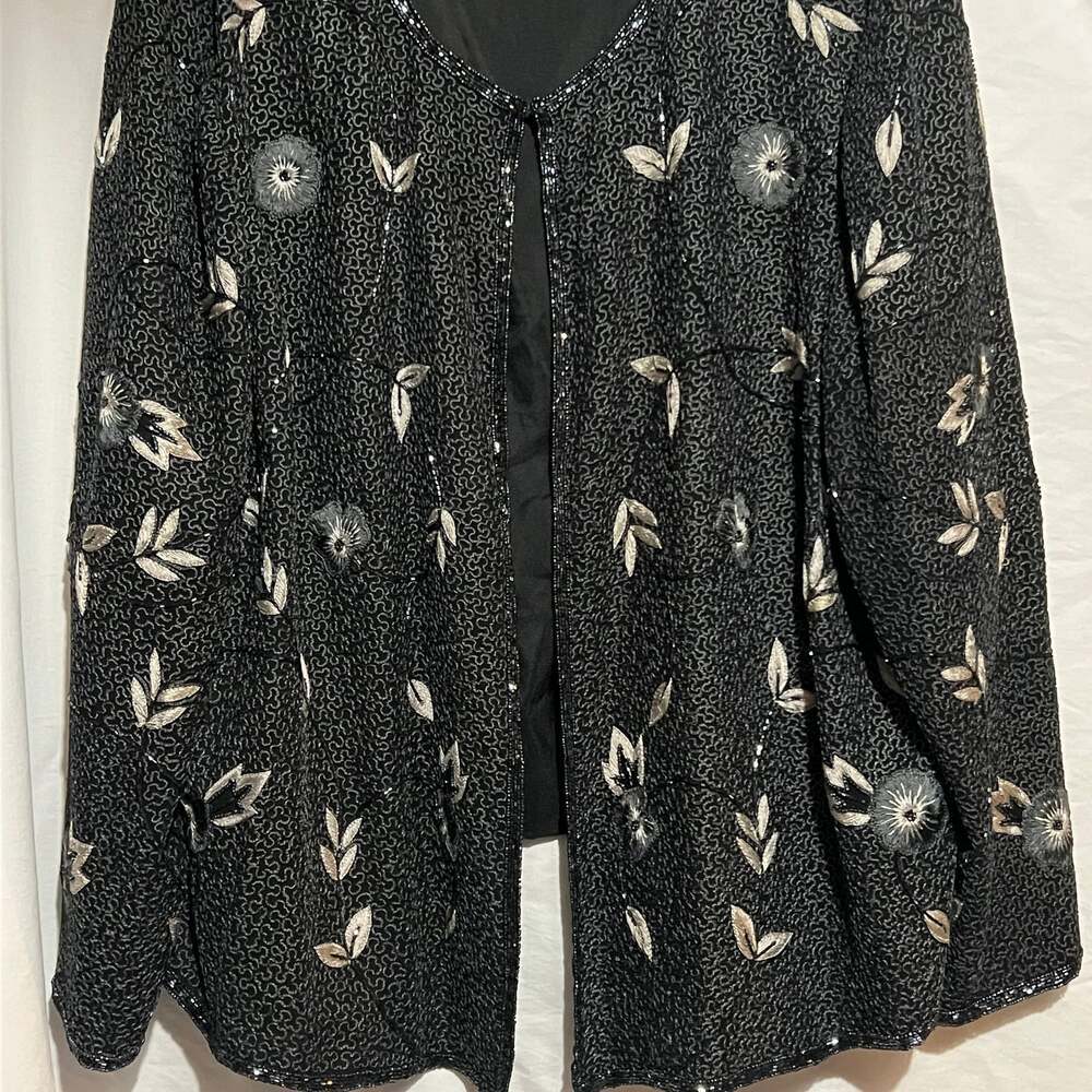 Adrianna Papell Occasions Silk Beaded Floral Evening Jacket 22W - Picture 1 of 3